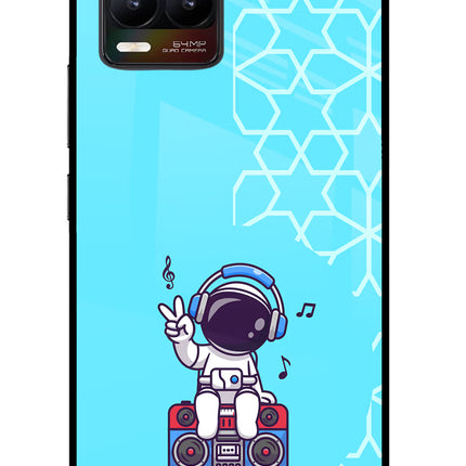 Cute Astronaut Chilling Realme 8/8 Pro (not 5G) Glass Case Back Cover by Casekaro