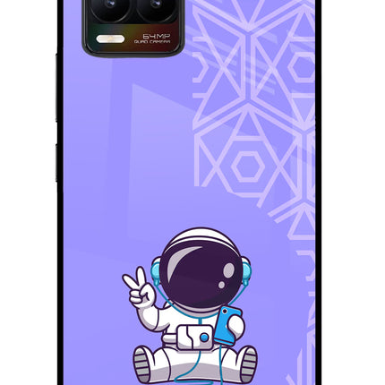 Cute Astronaut Chilling Realme 8/8 Pro (not 5G) Glass Case Back Cover by Casekaro