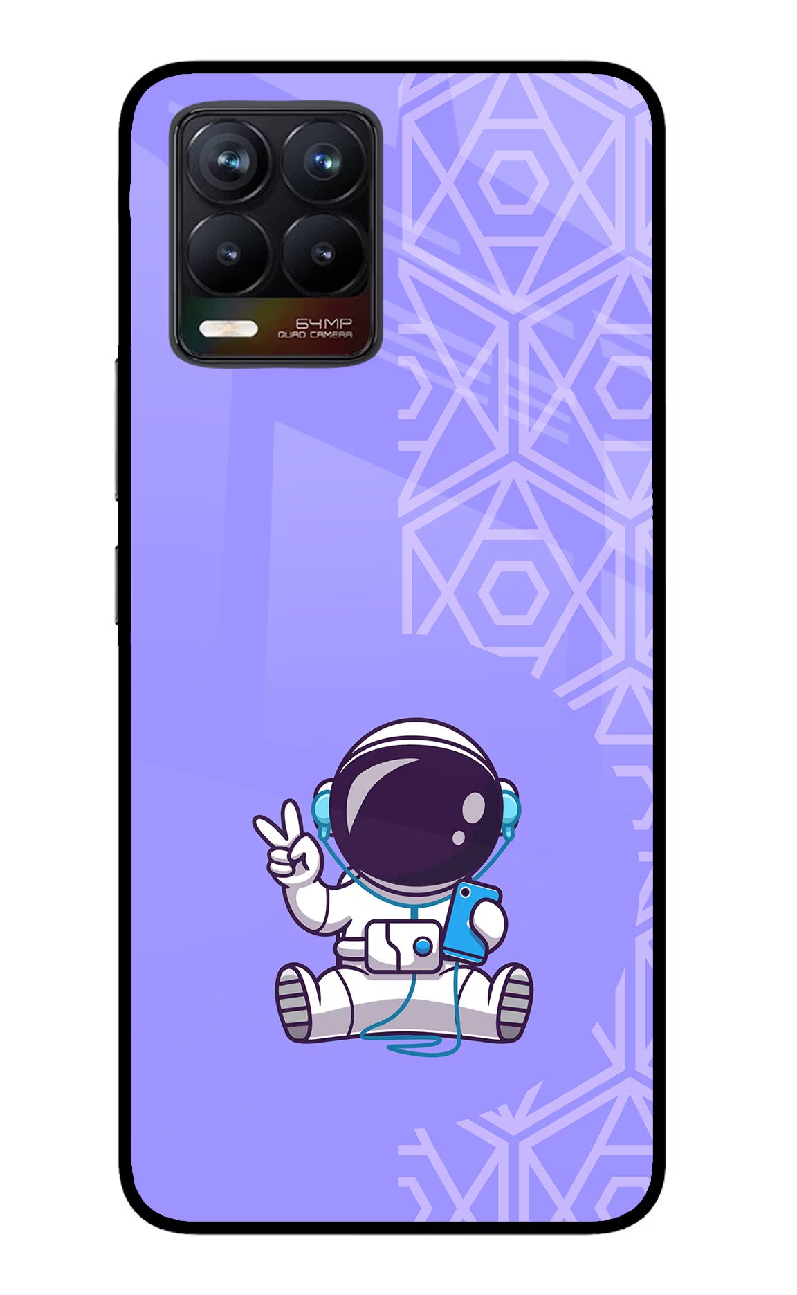 Cute Astronaut Chilling Realme 8/8 Pro (not 5G) Glass Case Back Cover by Casekaro