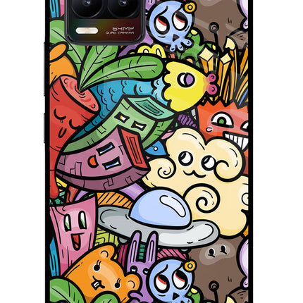 Veggie Doodle Realme 8/8 Pro (not 5G) Glass Case Back Cover by Casekaro