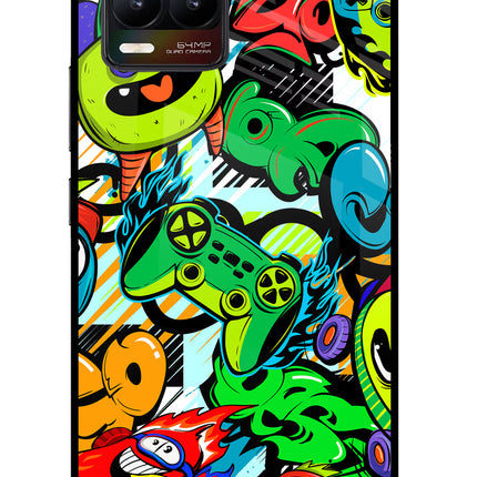 Game Doodle Realme 8/8 Pro (not 5G) Glass Case Back Cover by Casekaro