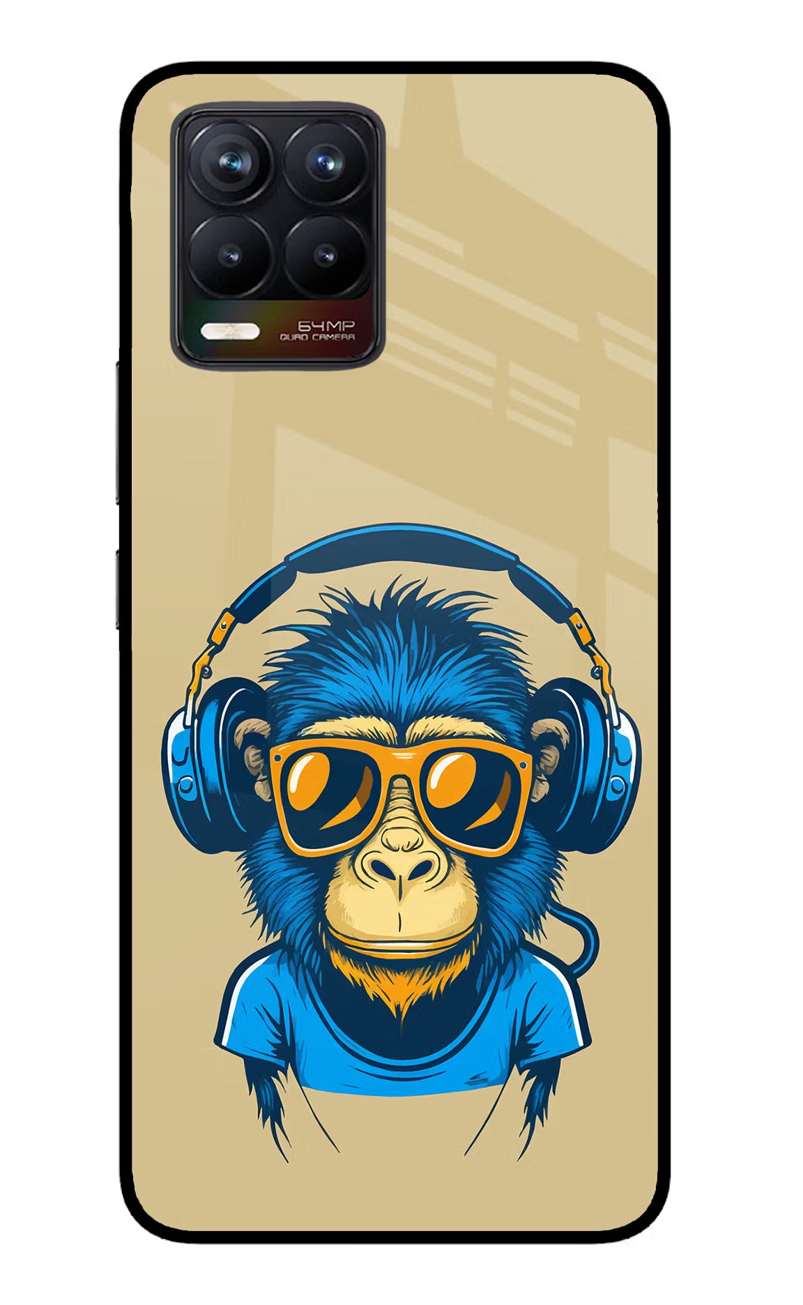 Monkey Headphone Realme 8/8 Pro (not 5G) Glass Case Back Cover by Casekaro