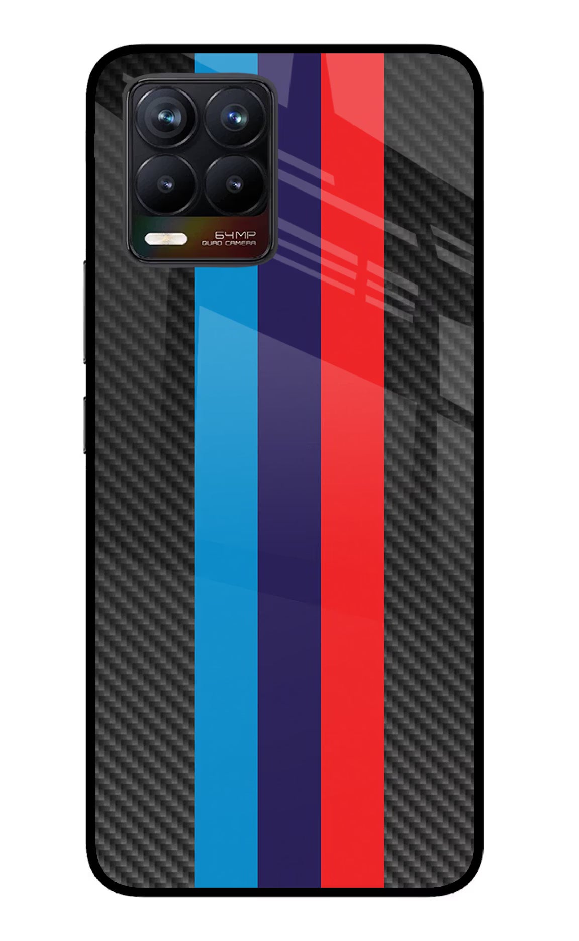 BMW Stripes Pattern Realme 8/8 Pro (not 5G) Glass Case Back Cover by Casekaro