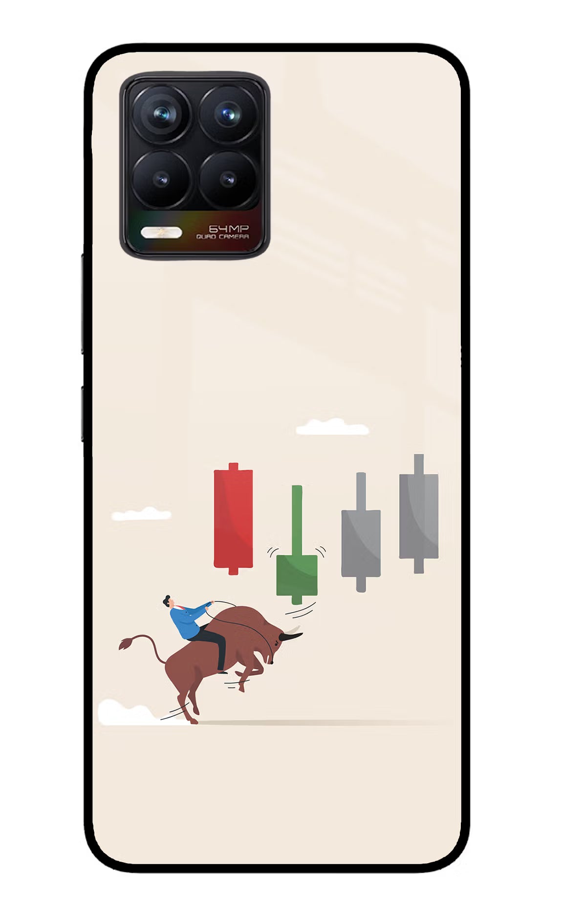 Bull Trading Momentum Realme 8/8 Pro (not 5G) Glass Case Back Cover by Casekaro