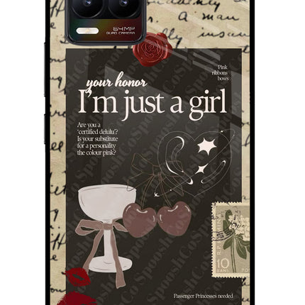 I am just a girl Realme 8/8 Pro (not 5G) Glass Case Back Cover by Casekaro