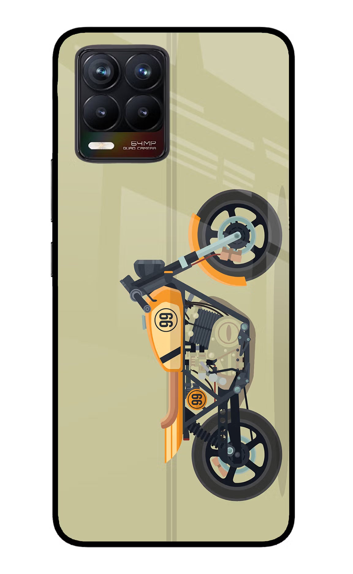 Vertical Speedster Realme 8/8 Pro (not 5G) Glass Case Back Cover by Casekaro