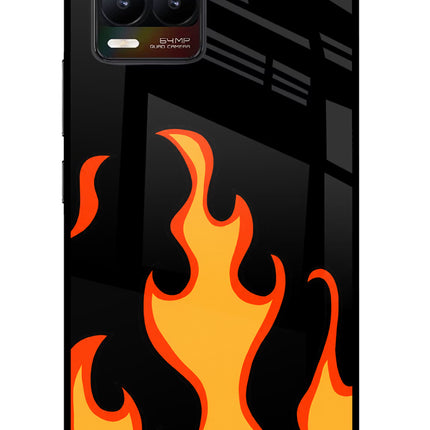 Fired Up – Black Realme 8/8 Pro (not 5G) Glass Case Back Cover by Casekaro