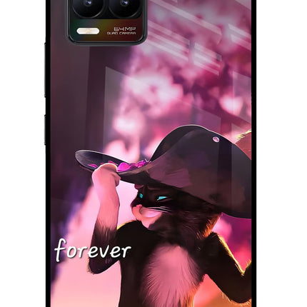 Forever Cat Realme 8/8 Pro (not 5G) Glass Case Back Cover by Casekaro