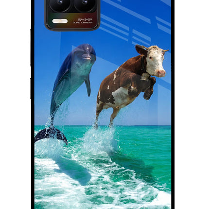 Dolphin vs Cow Realme 8/8 Pro (not 5G) Glass Case Back Cover by Casekaro