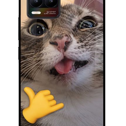 Silly Cat Call Realme 8/8 Pro (not 5G) Glass Case Back Cover by Casekaro