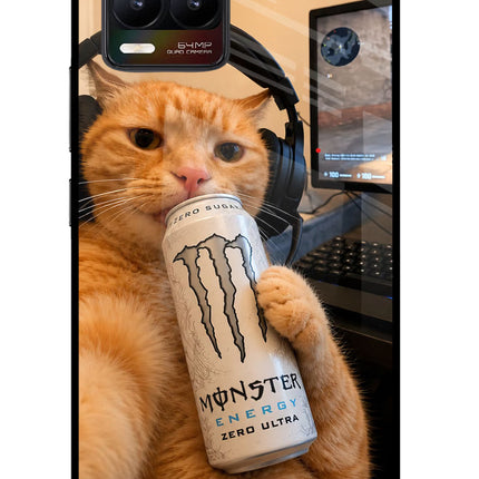 Gamer Cat Energy Realme 8/8 Pro (not 5G) Glass Case Back Cover by Casekaro