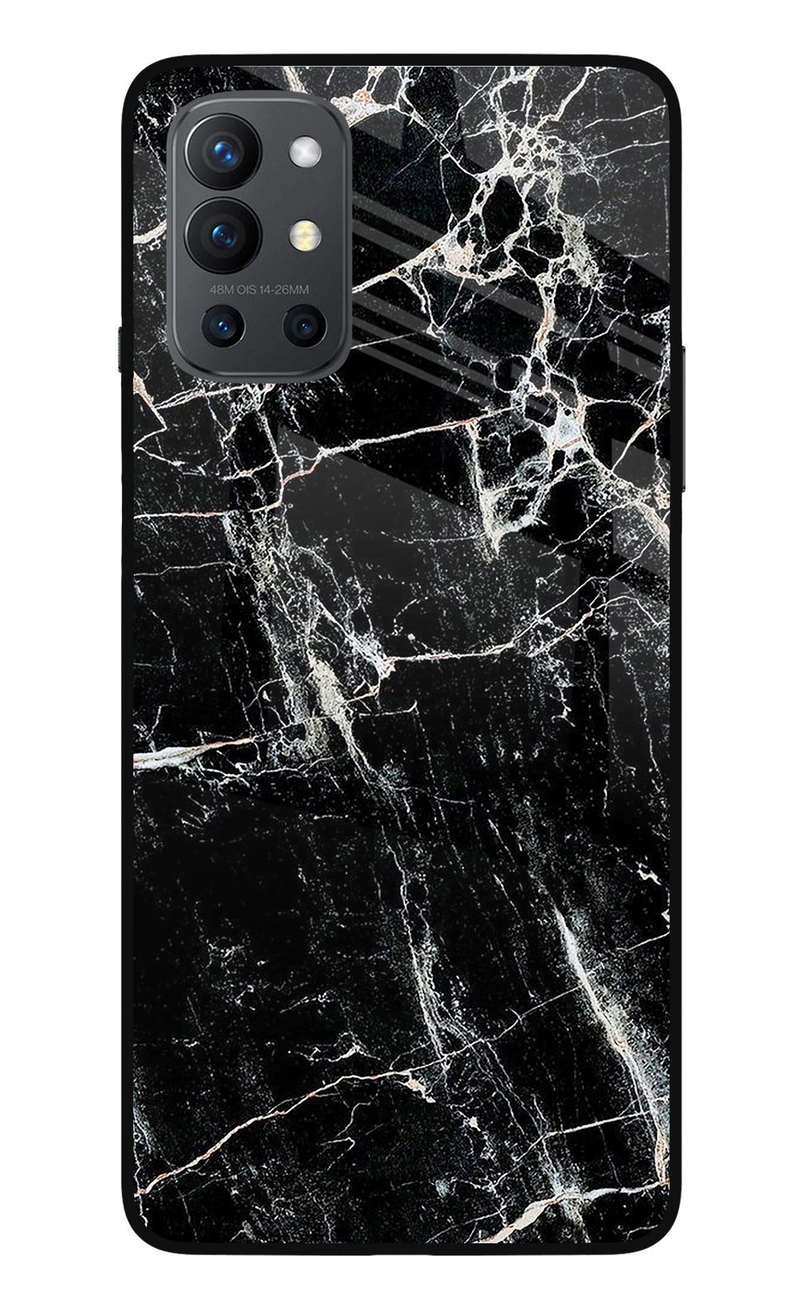 Black Marble Texture Oneplus 9R Glass Case