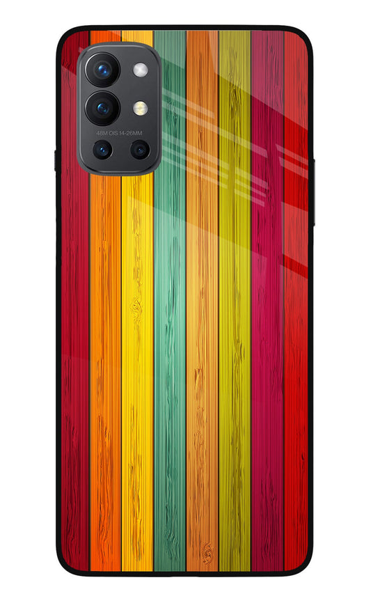 Multicolor Wooden Oneplus 9R Glass Case