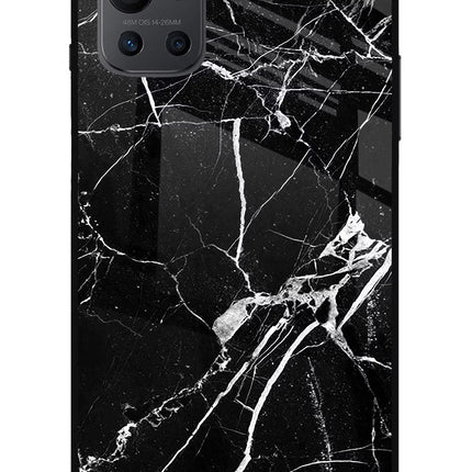 Black Marble Pattern Oneplus 9R Glass Case