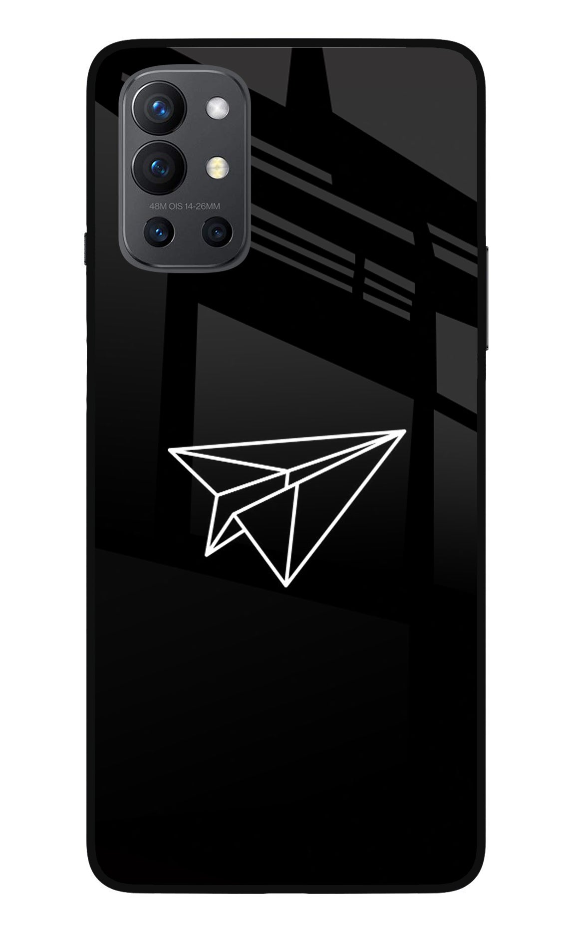 Paper Plane White Oneplus 9R Glass Case