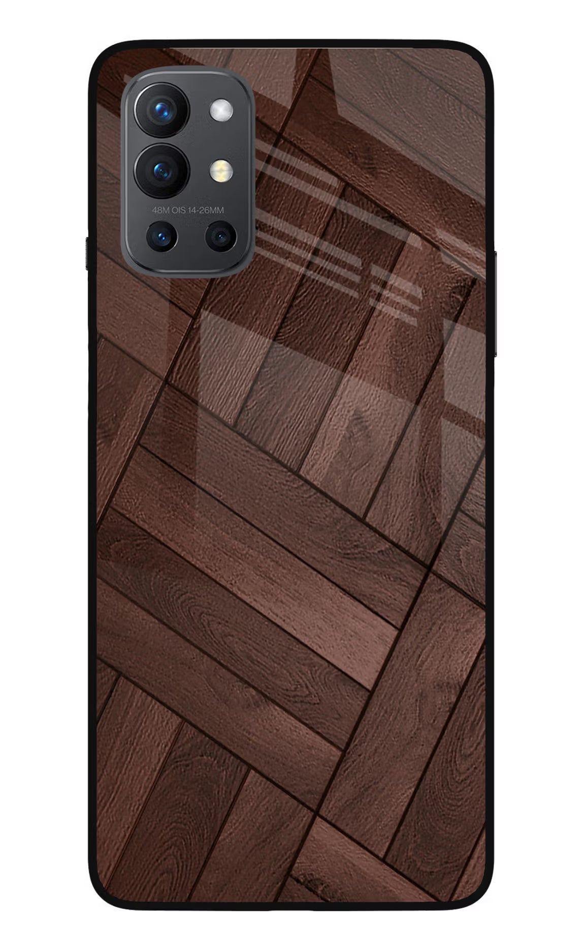 Wooden Texture Design Oneplus 9R Glass Case Back Cover by Casekaro