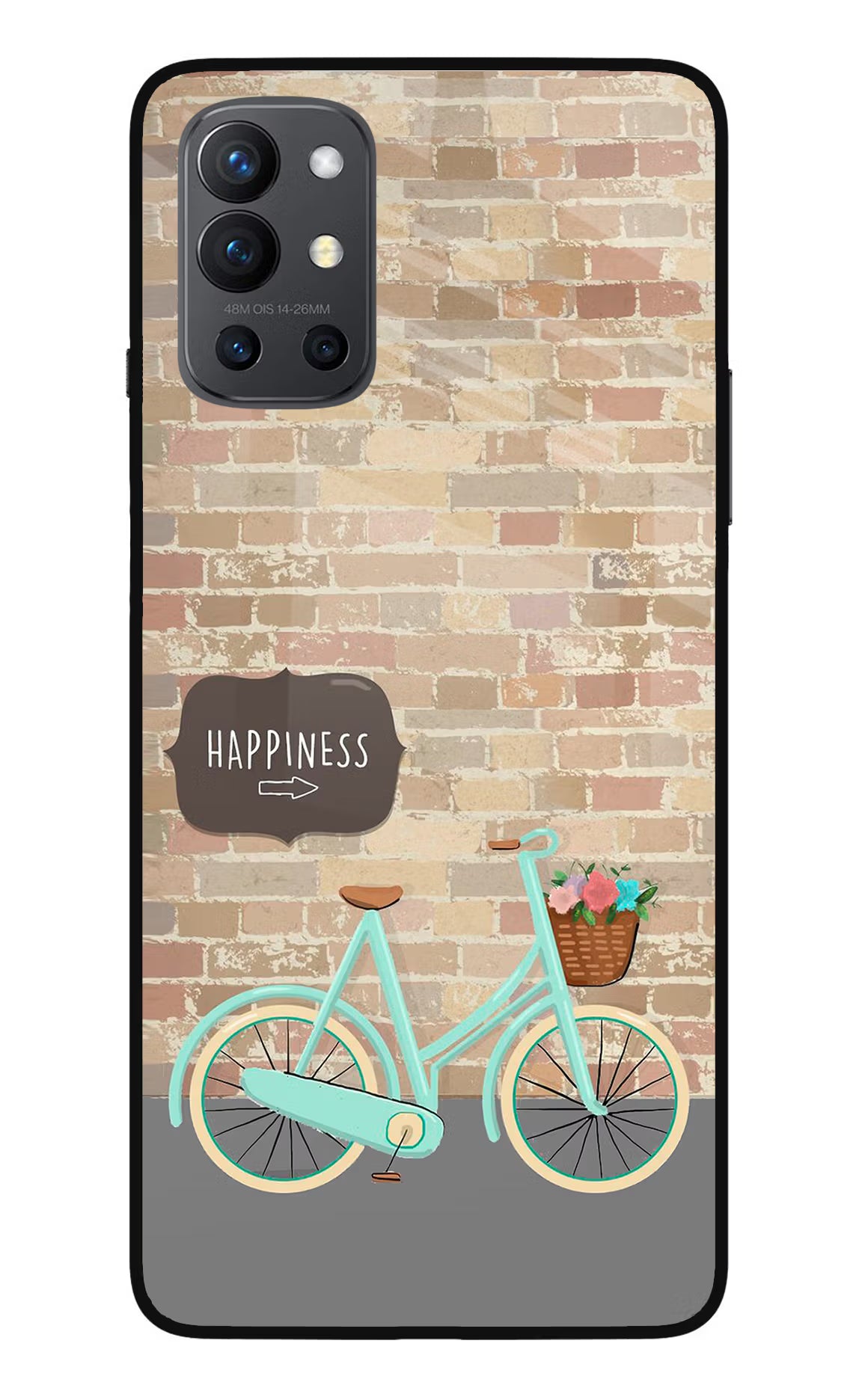 Happiness Artwork Oneplus 9R Glass Case Back Cover by Casekaro