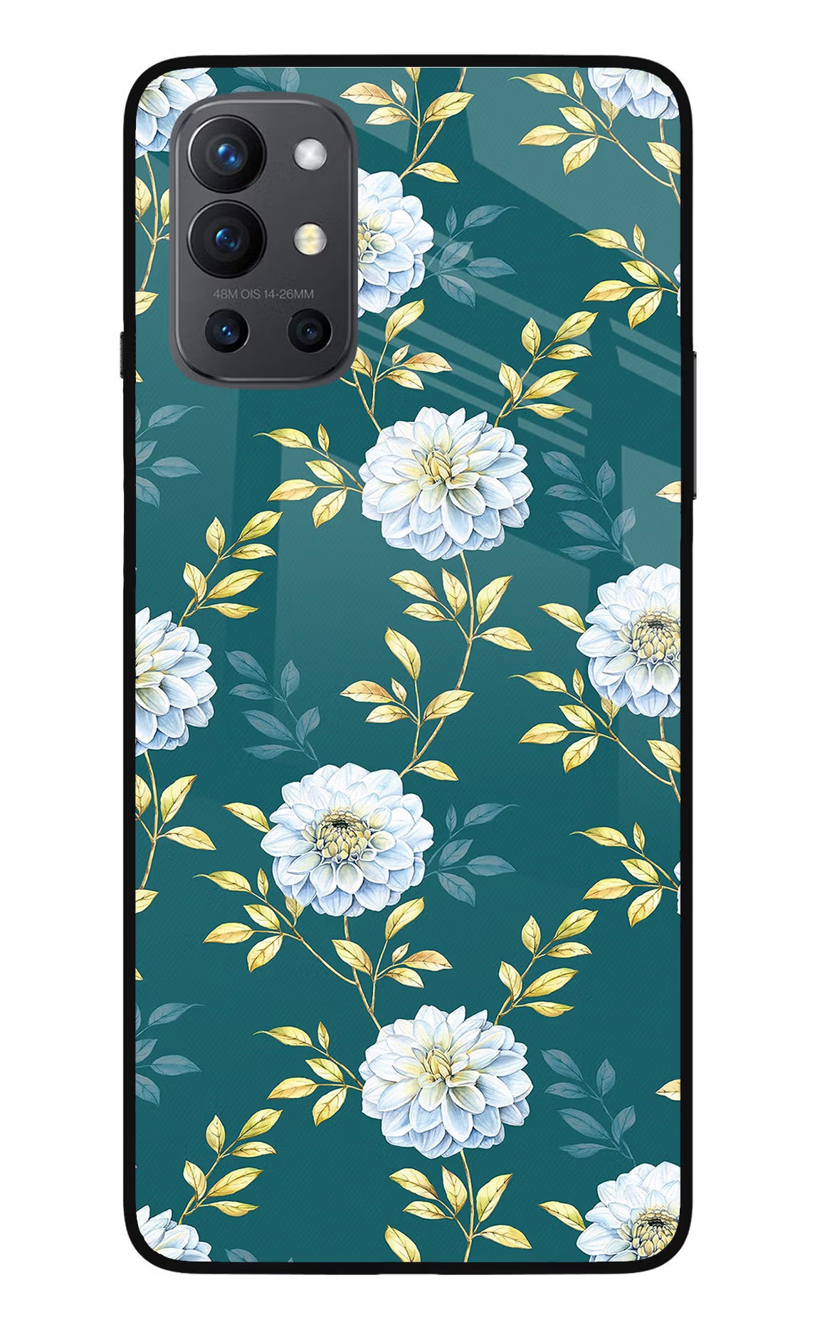 Flowers Oneplus 9R Glass Case
