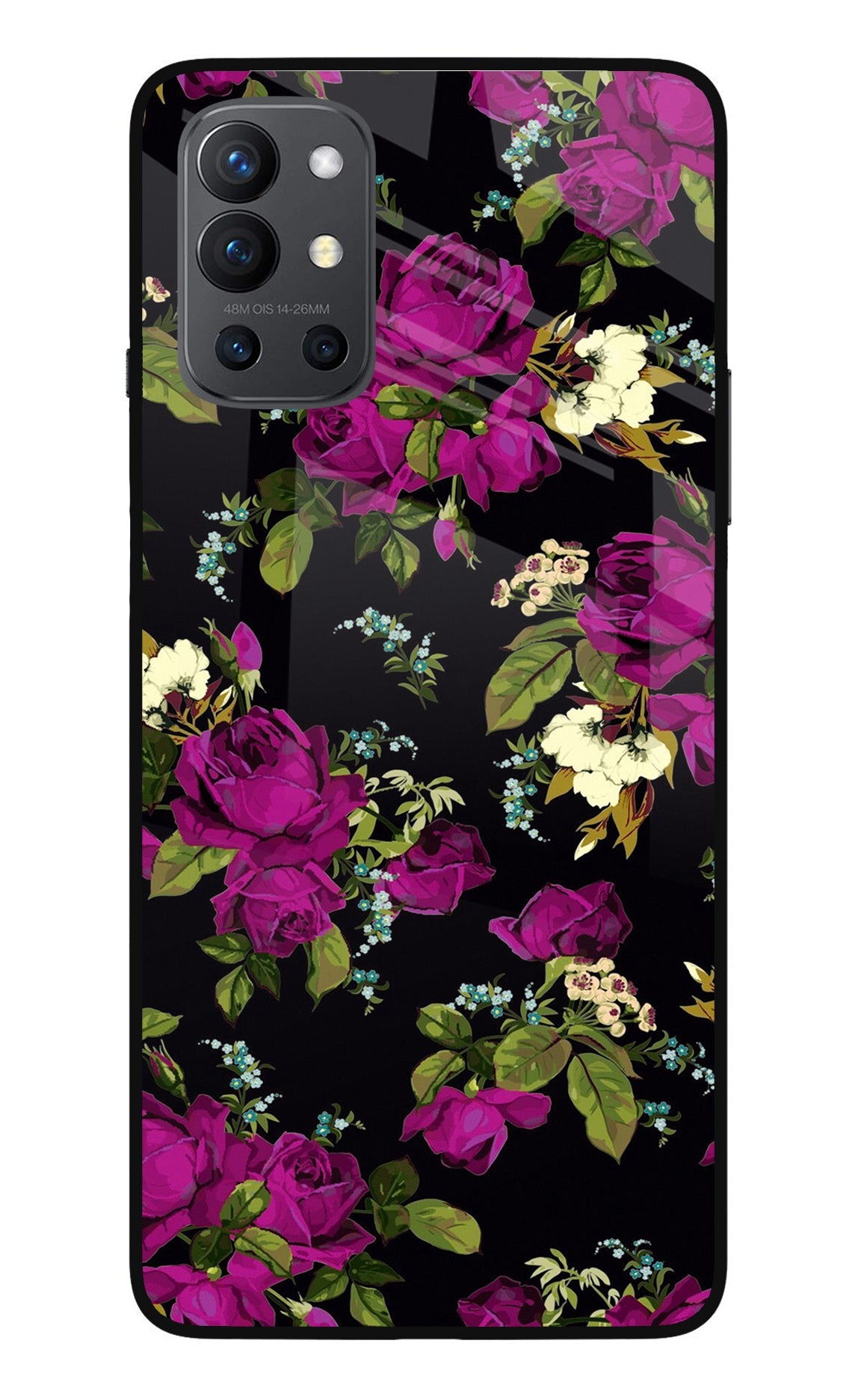 Flowers Oneplus 9R Glass Case