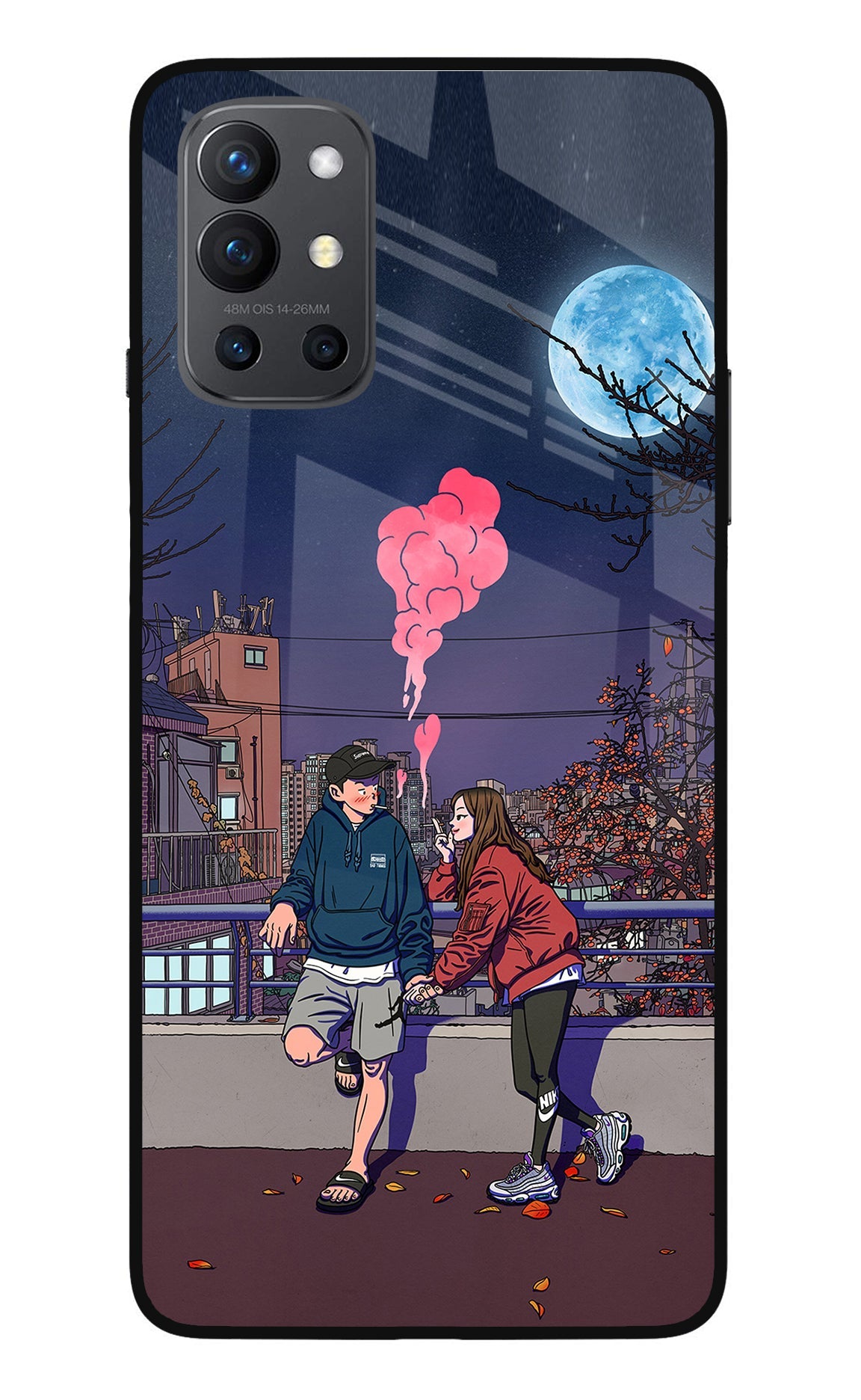 Chilling Couple Oneplus 9R Glass Case