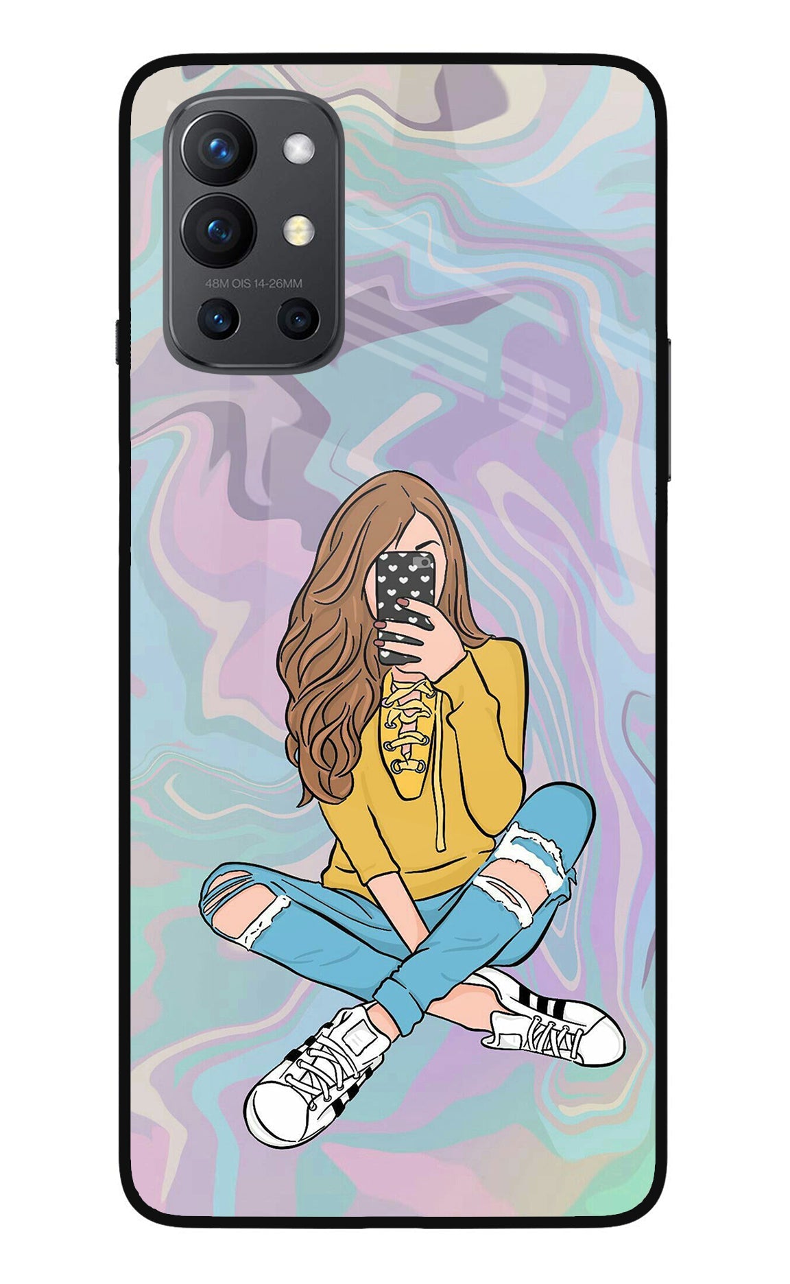 Selfie Girl Oneplus 9R Glass Case