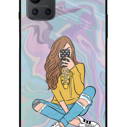 Selfie Girl Oneplus 9R Glass Case