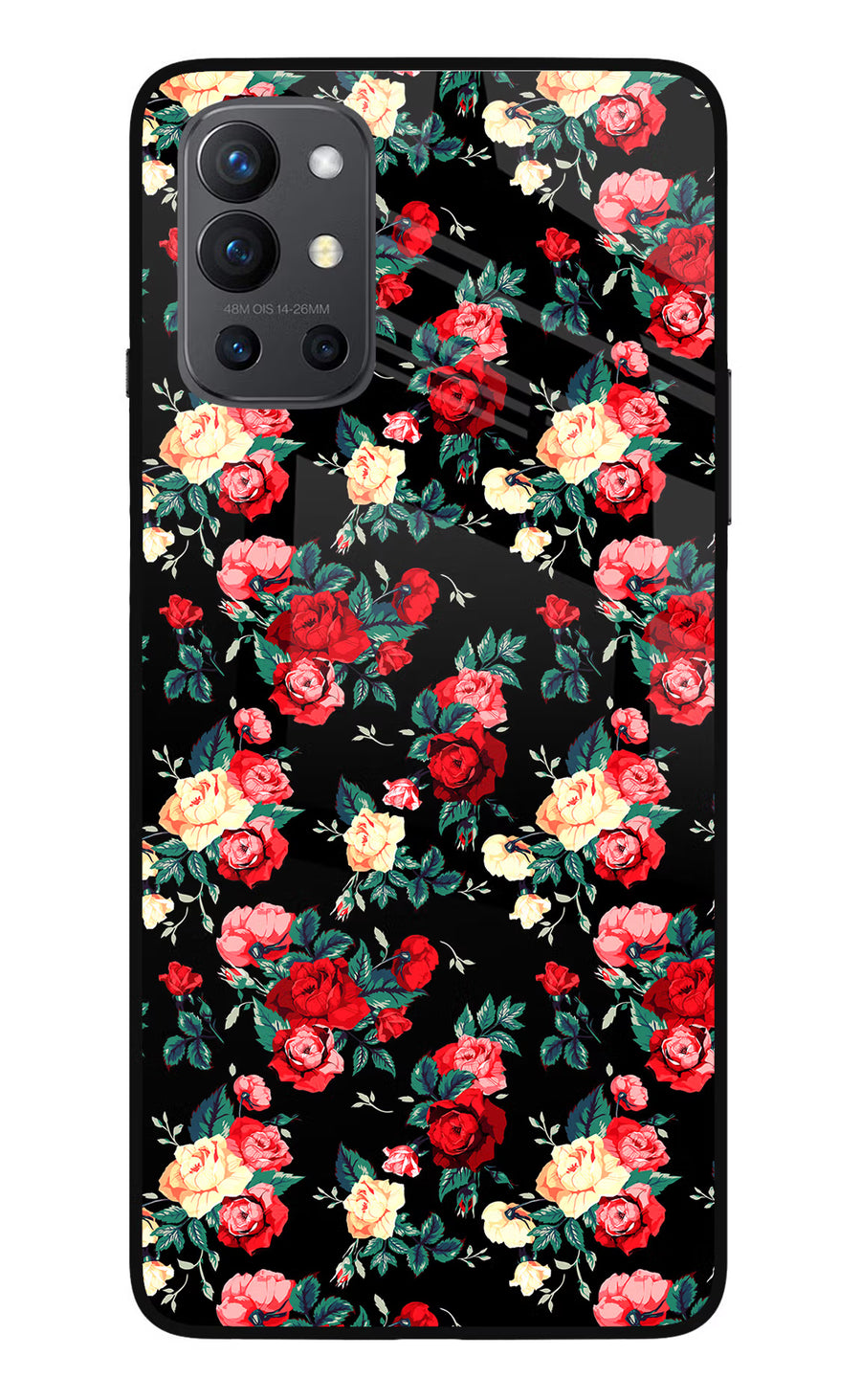 Rose Pattern Oneplus 9R Back Cover, Glass case