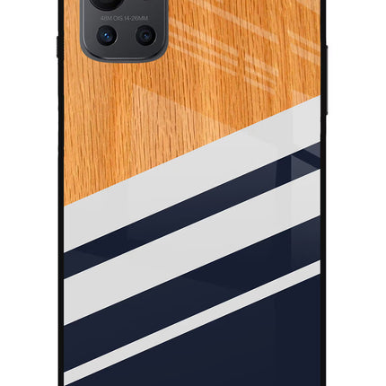 Blue and white wooden Oneplus 9R Glass Case