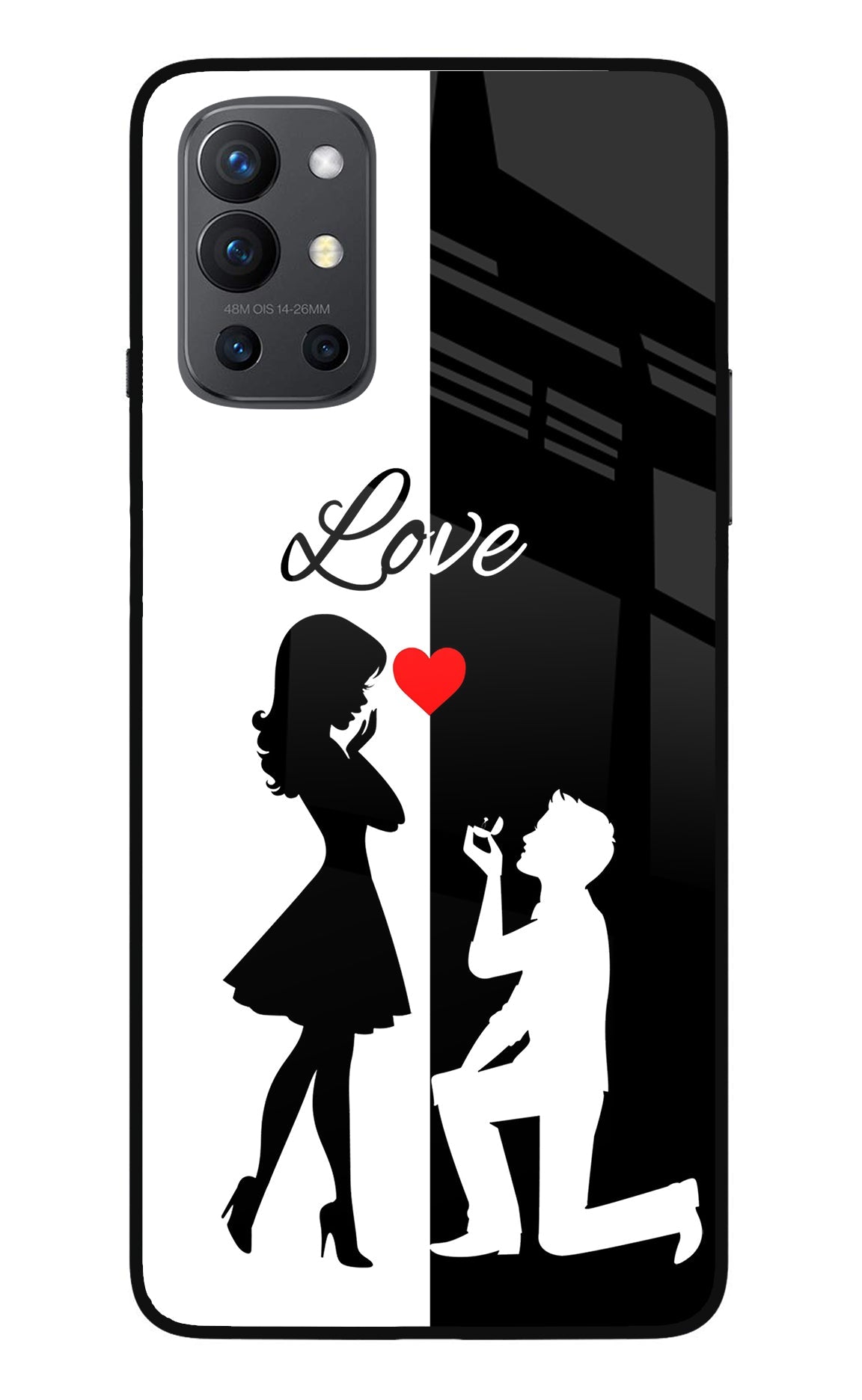 Love Propose Black And White Oneplus 9R Glass Case