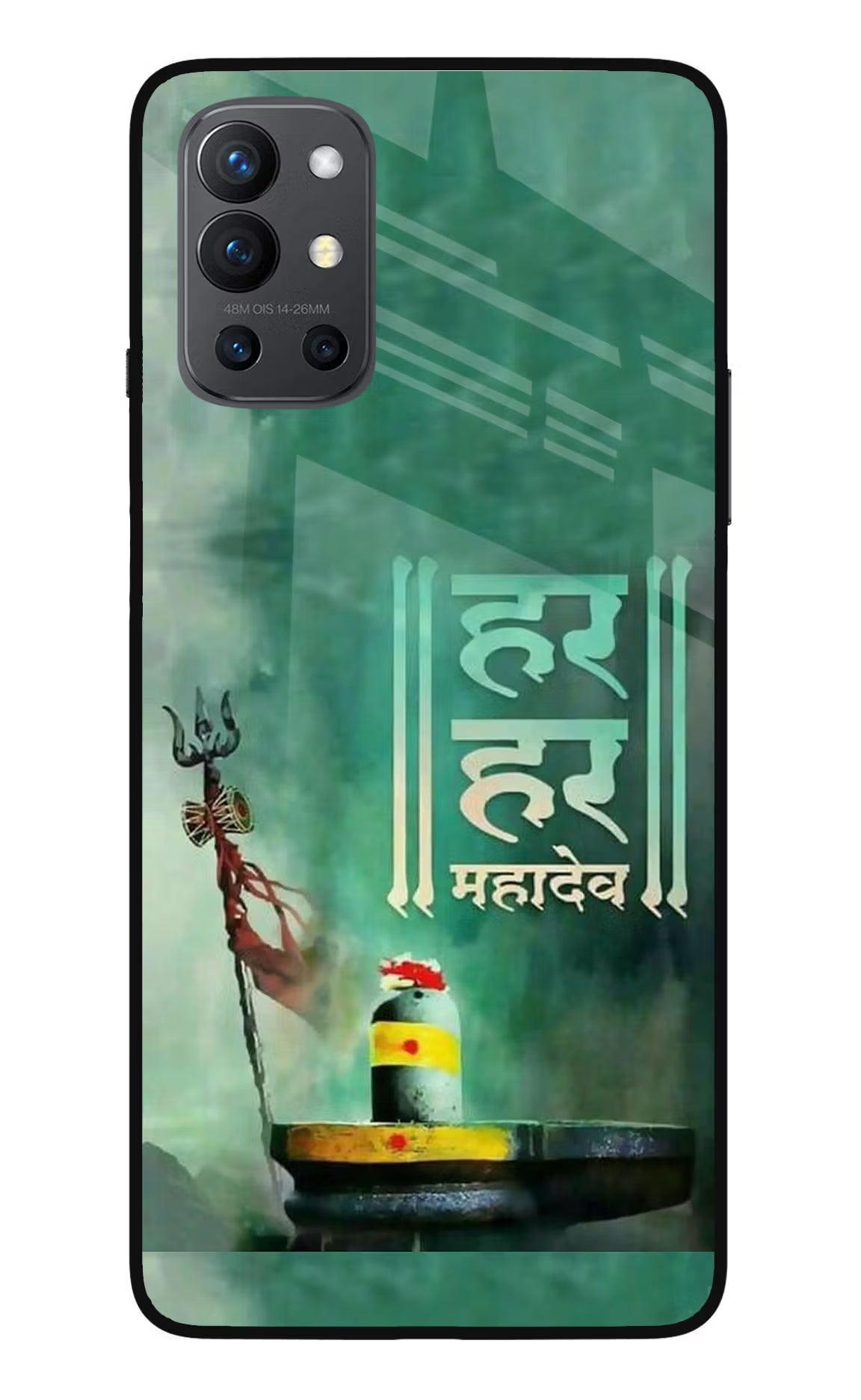 Har Har Mahadev Shivling Oneplus 9R Glass Case Back Cover by Casekaro
