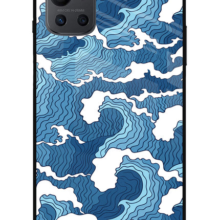 Blue Waves Oneplus 9R Glass Case