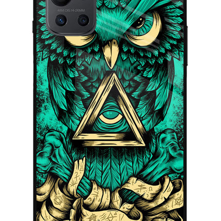 Green Owl Oneplus 9R Glass Case