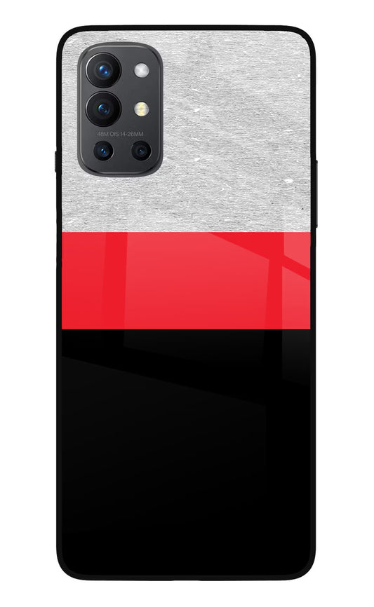 Tri Color Pattern Oneplus 9R Glass Case