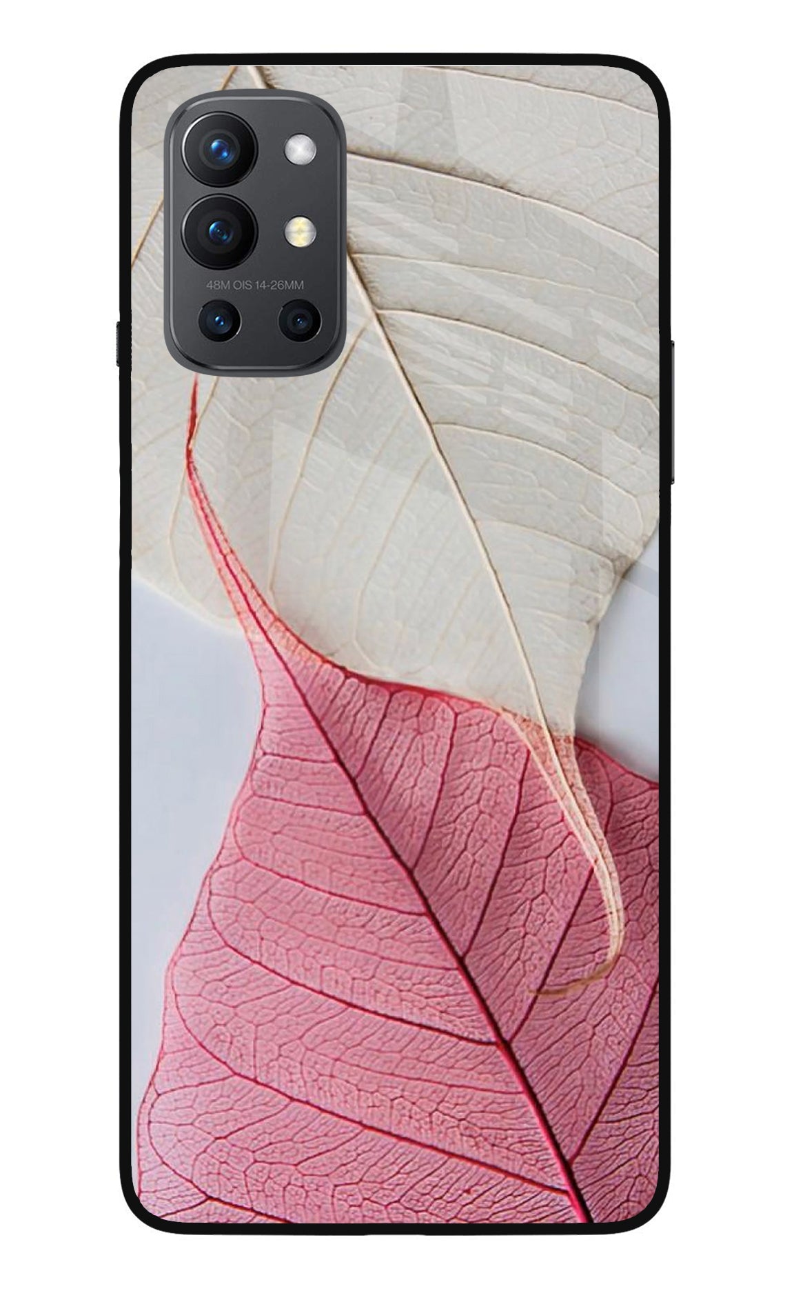 White Pink Leaf Oneplus 9R Glass Case