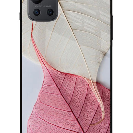 White Pink Leaf Oneplus 9R Glass Case