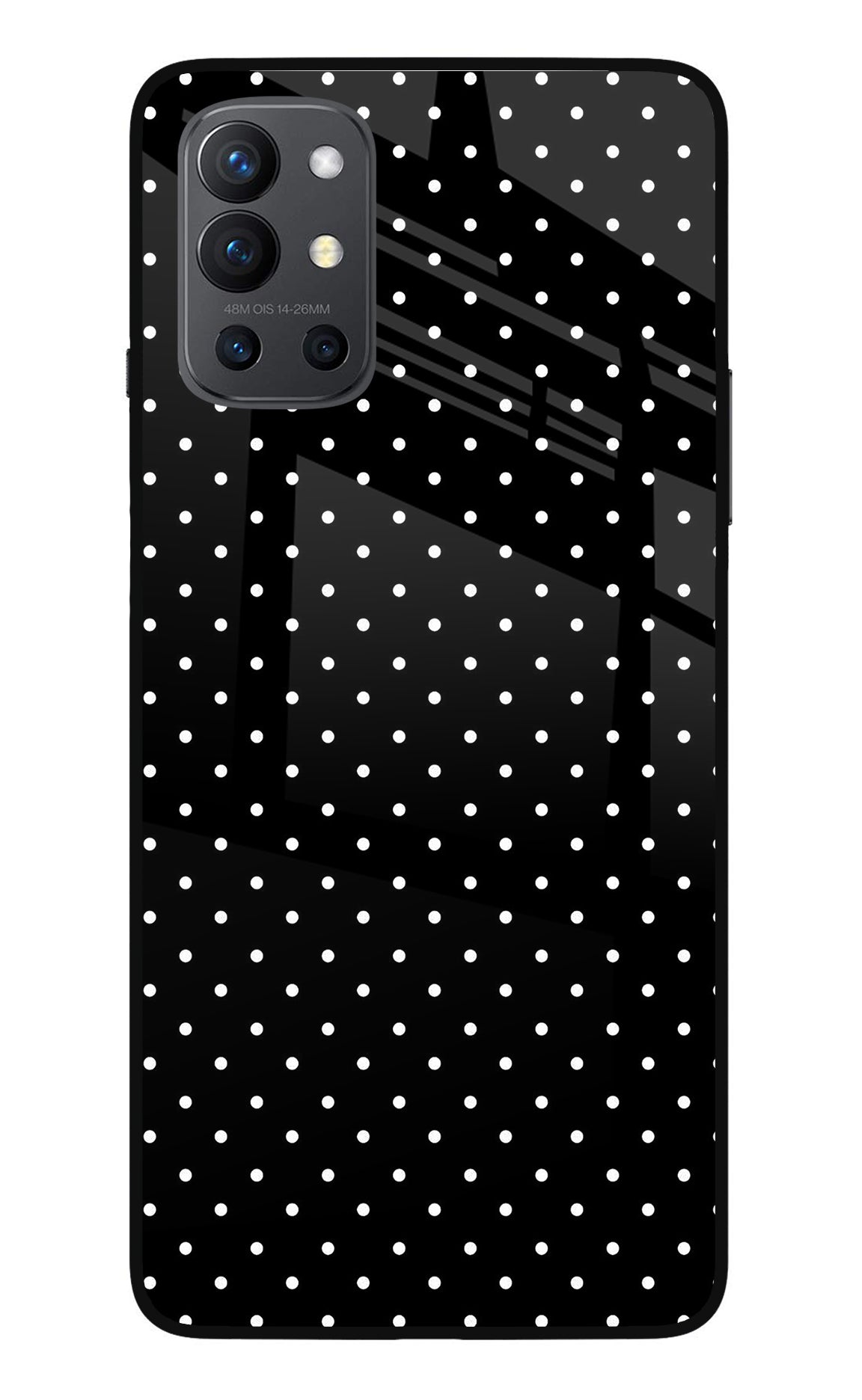 White Dots Oneplus 9R Glass Case