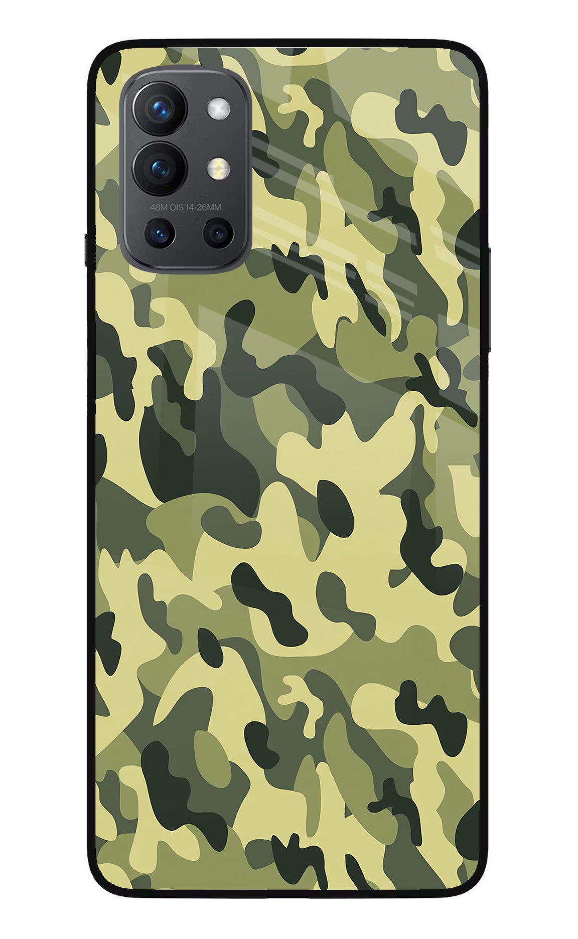 Camouflage Oneplus 9R Glass Case