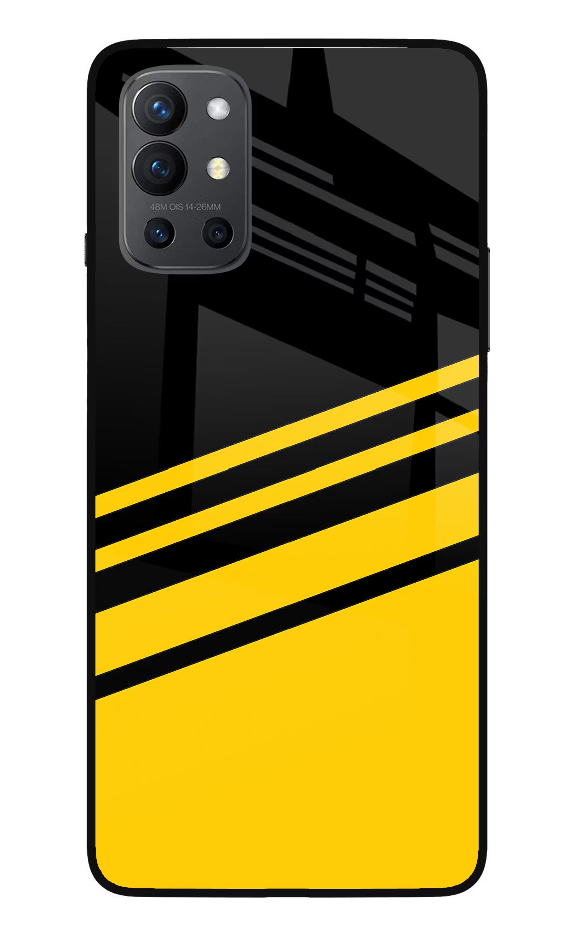 Yellow Shades Oneplus 9R Glass Case Back Cover by Casekaro