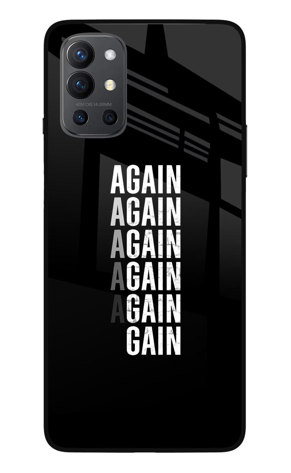 Again Again Gain Oneplus 9R Glass Case Back Cover by Casekaro