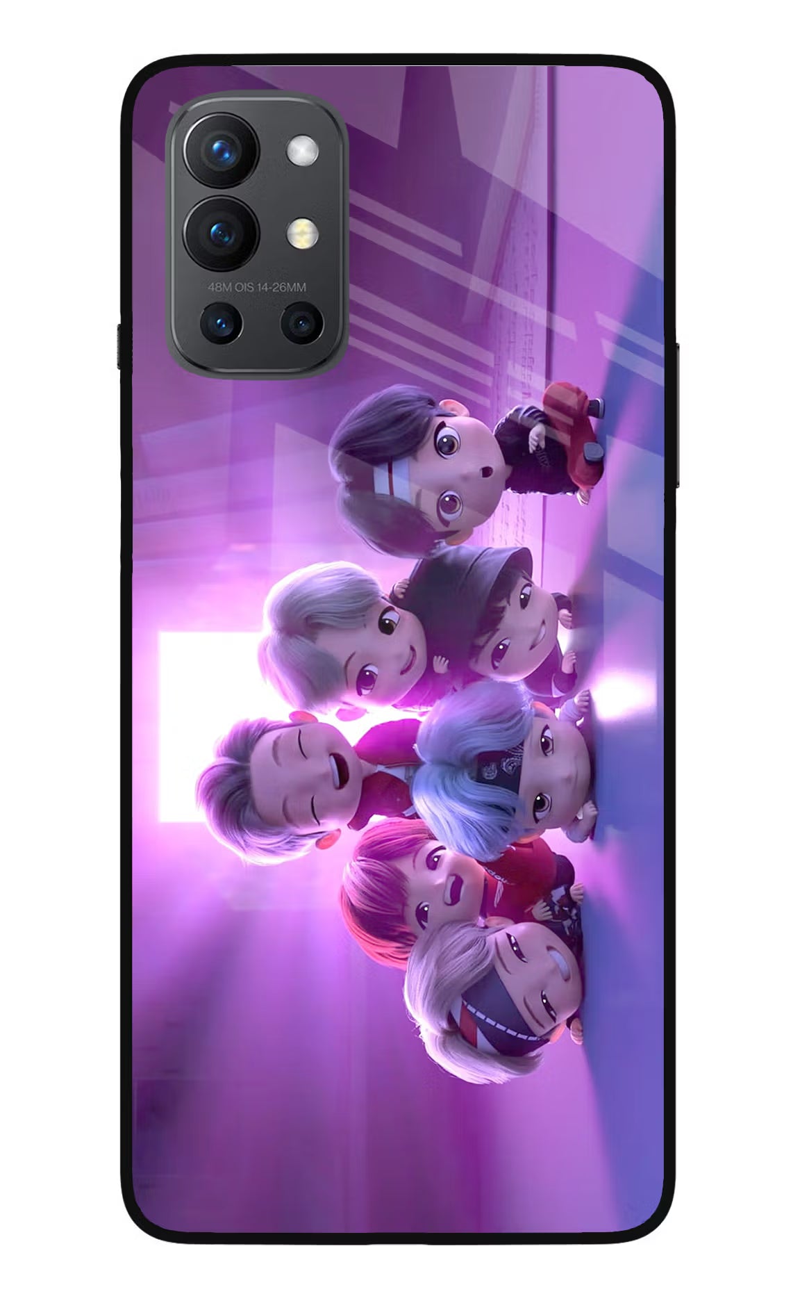 BTS Chibi Oneplus 9R Glass Case Back Cover by Casekaro