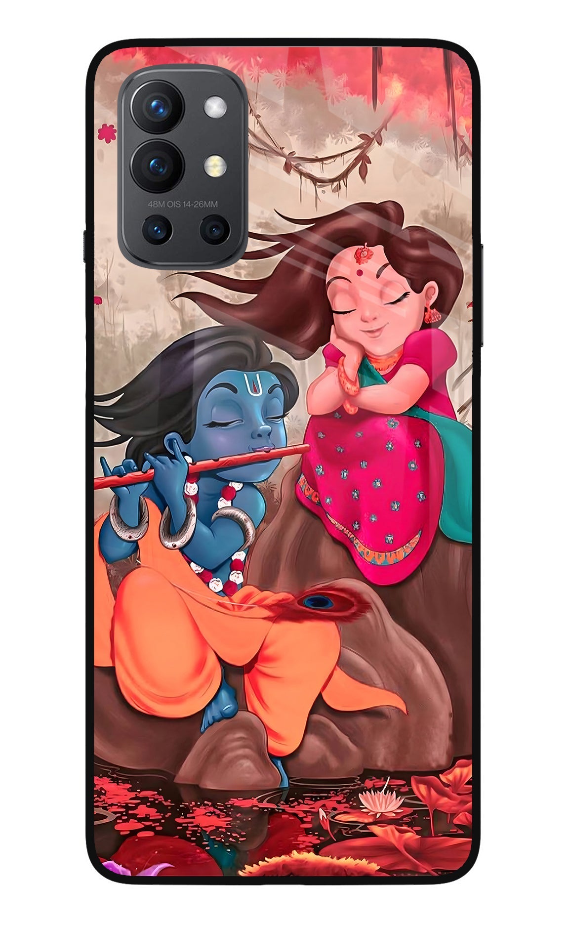 Radhe Krishna Oneplus 9R Glass Case