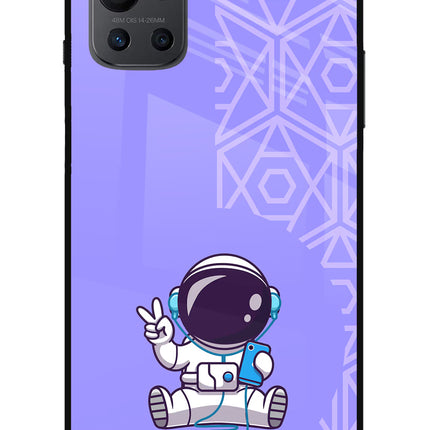 Cute Astronaut Chilling Oneplus 9R Glass Case