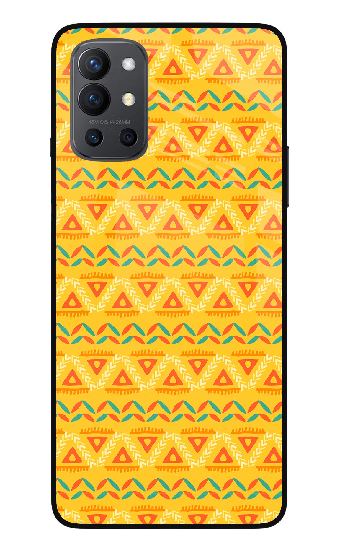 Tribal Pattern Oneplus 9R Glass Case Back Cover by Casekaro