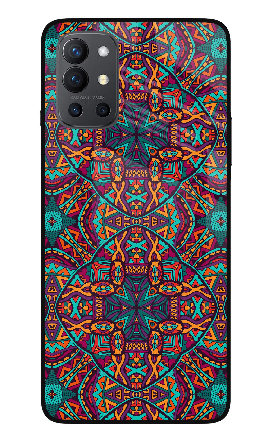 Colour Mandala Oneplus 9R Glass Case Back Cover by Casekaro