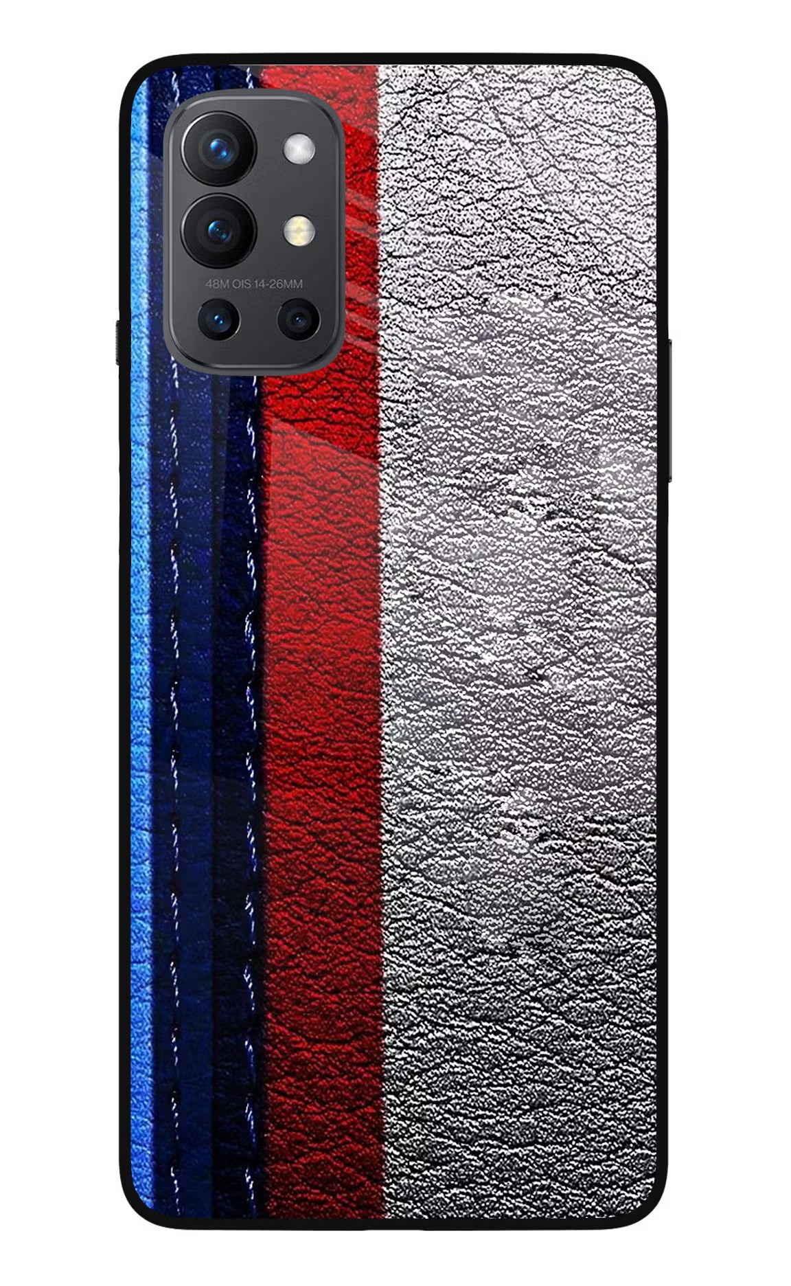 BMW Stripes Oneplus 9R Glass Case Back Cover by Casekaro