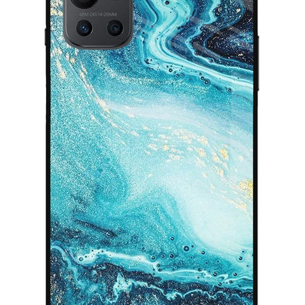 Blue Glitter Marble Oneplus 9R Glass Case