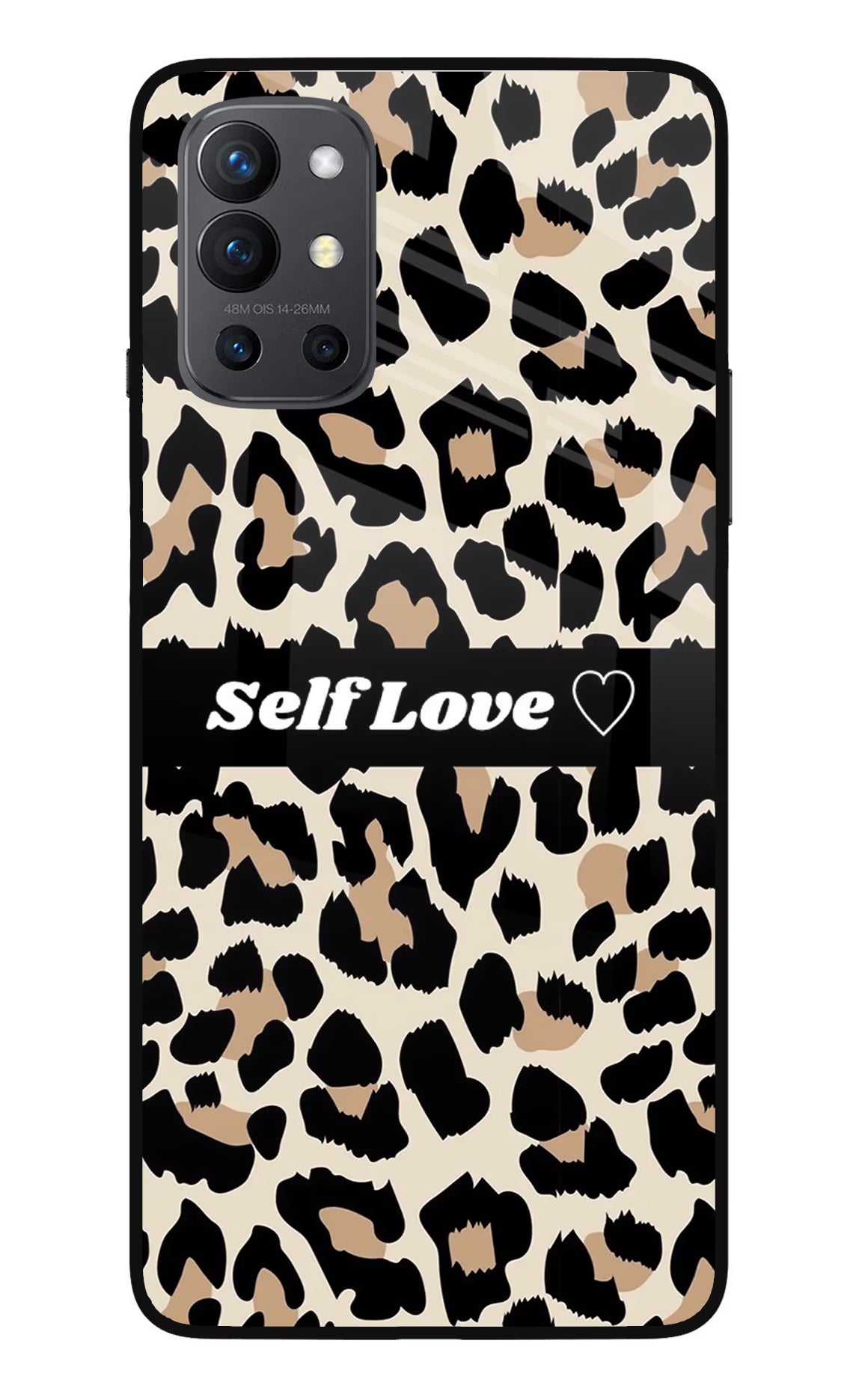 Leopard Print Self Love Oneplus 9R Glass Case Back Cover by Casekaro