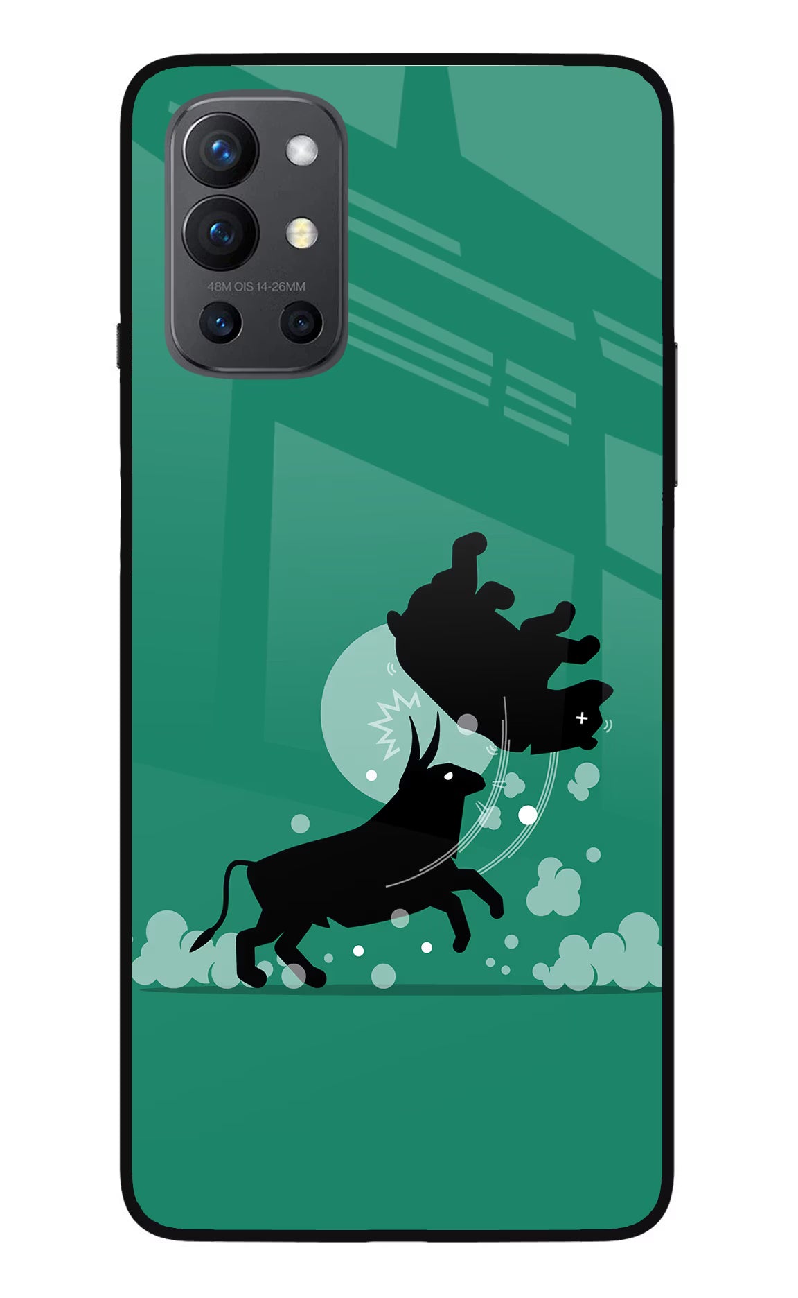 Bull Conqueror Oneplus 9R Glass Case Back Cover by Casekaro