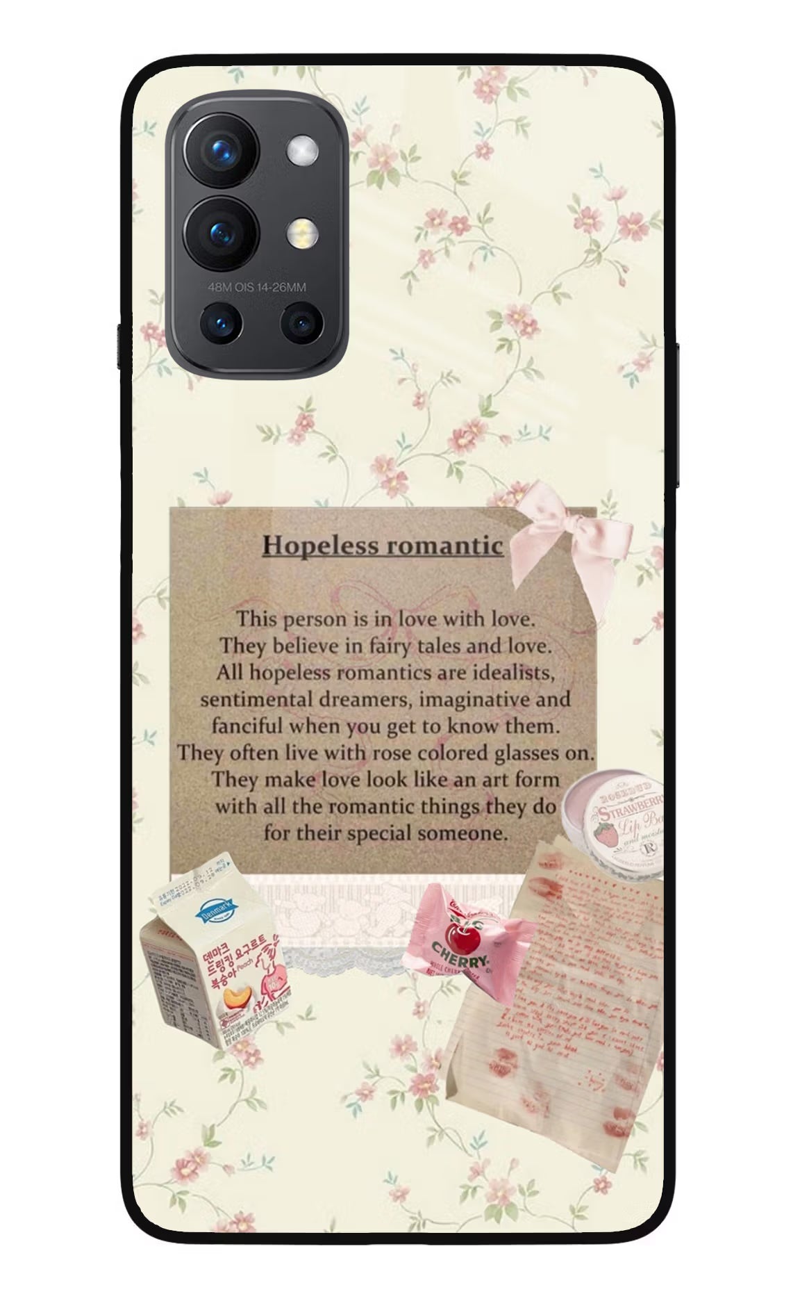 Hopeless Romantic Oneplus 9R Glass Case Back Cover by Casekaro