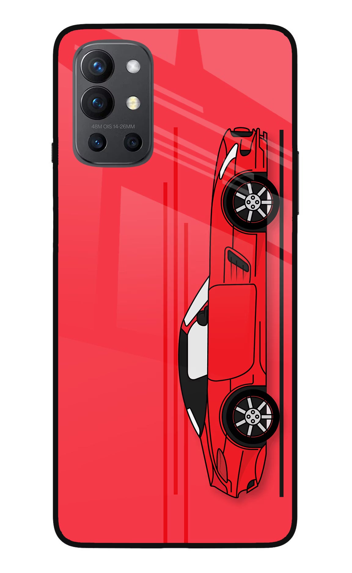 Red Velocity Oneplus 9R Glass Case Back Cover by Casekaro